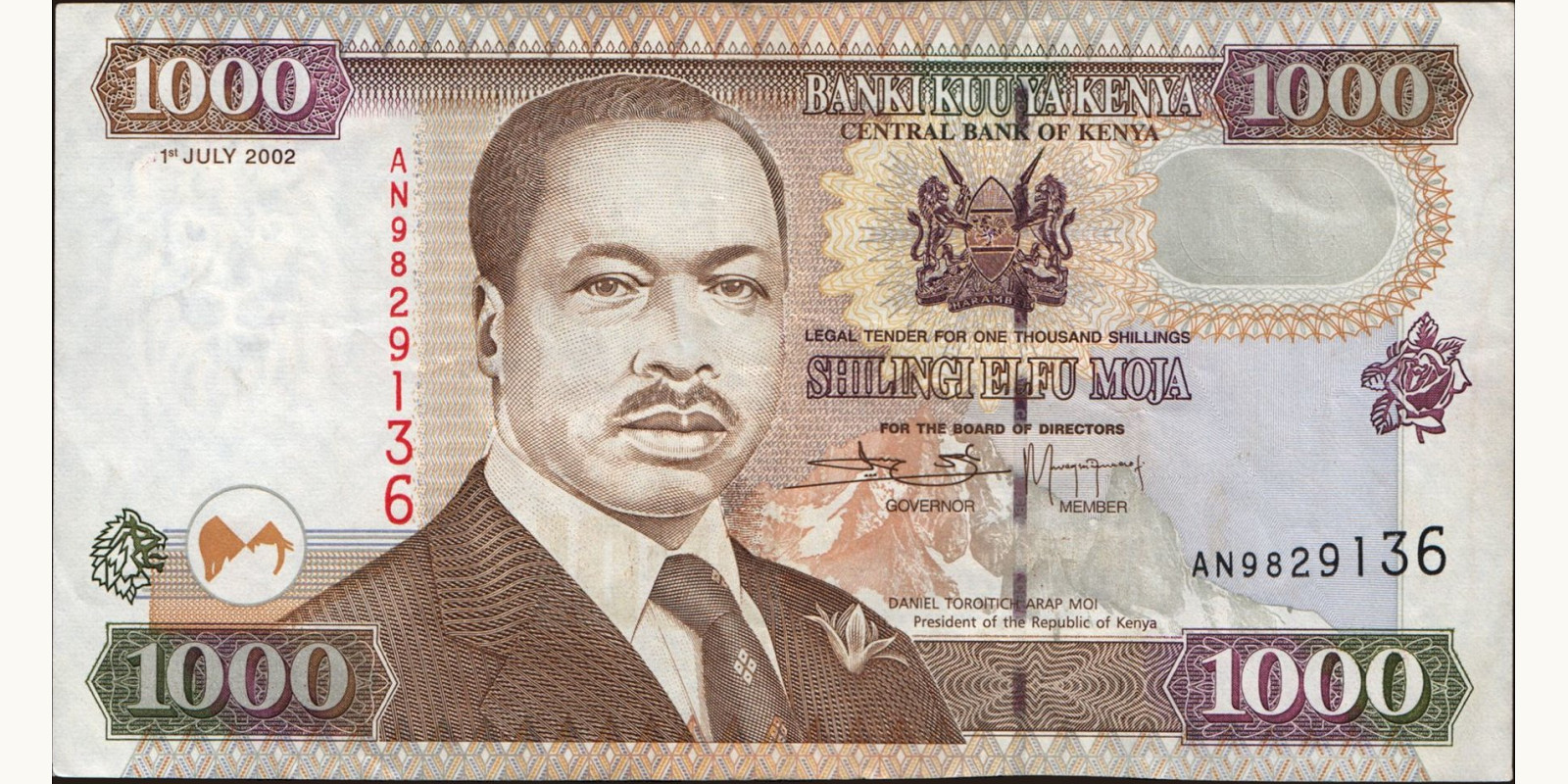 1000 shilling Kenya 2002 — Front side