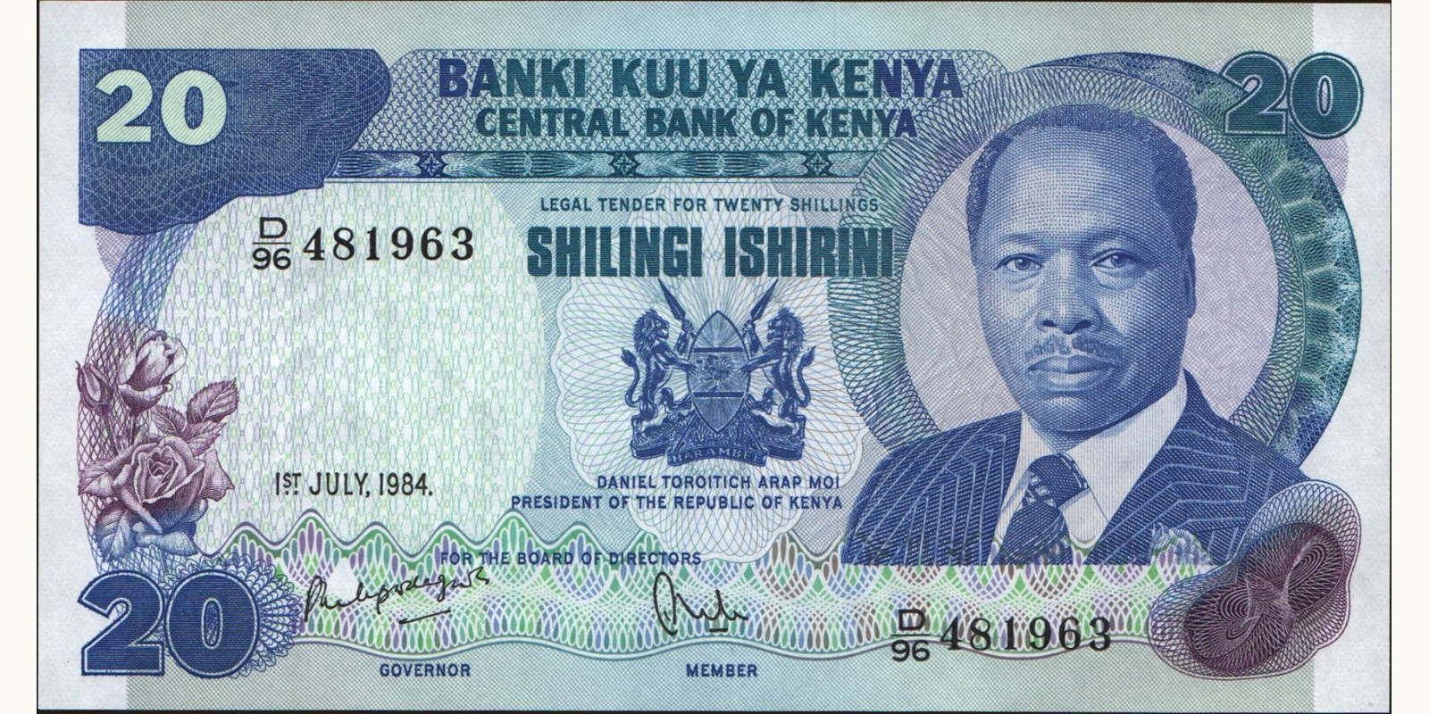 20 shilling Кения 1984 — Лицевая сторона