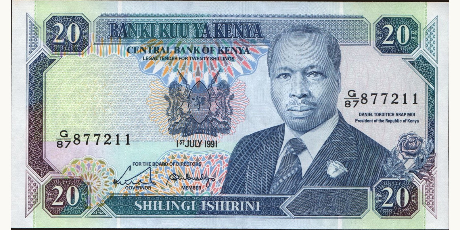 20 shilling Кения 1991 — Лицевая сторона
