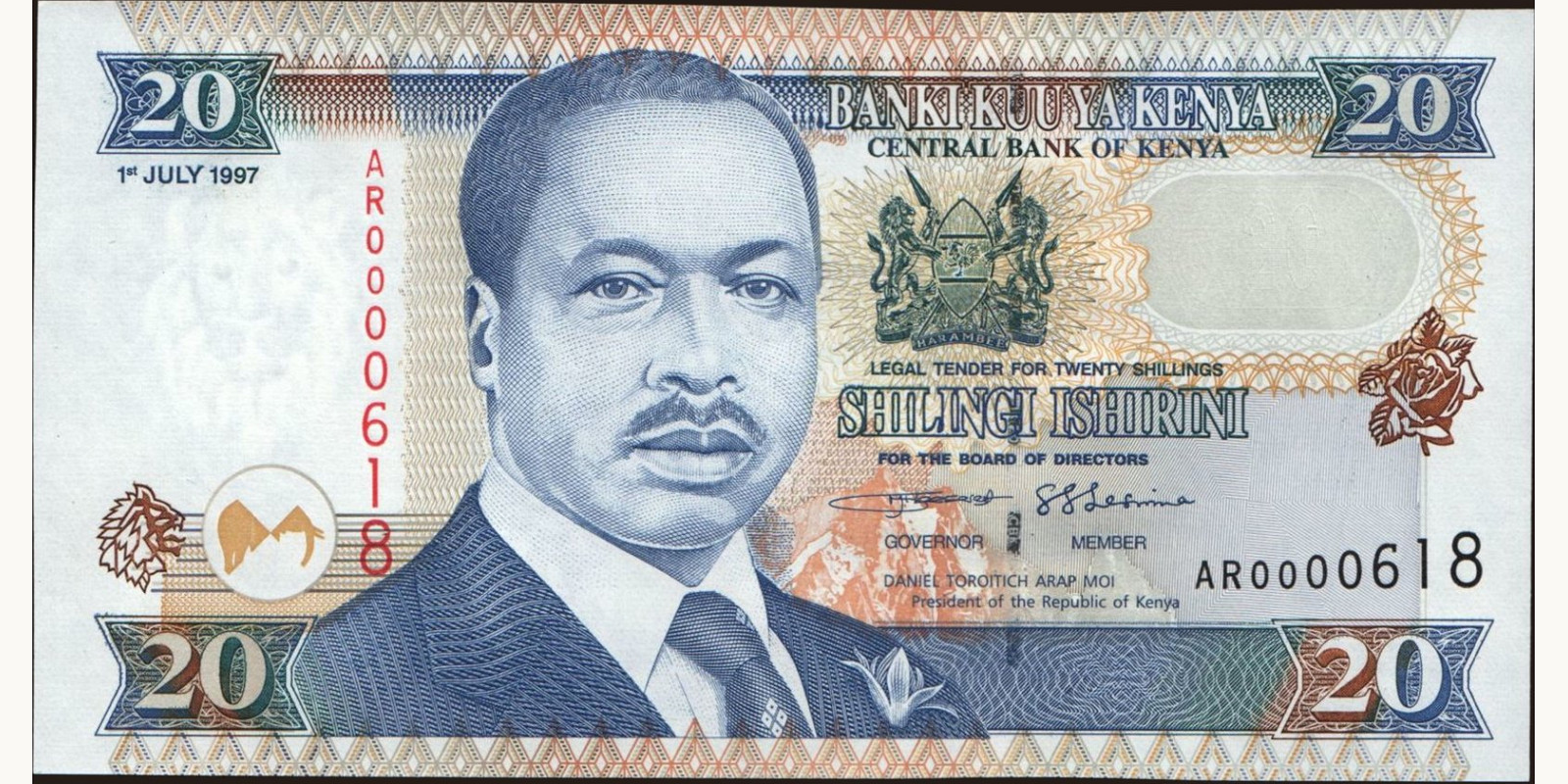 20 shilling Кения 1997 — Лицевая сторона