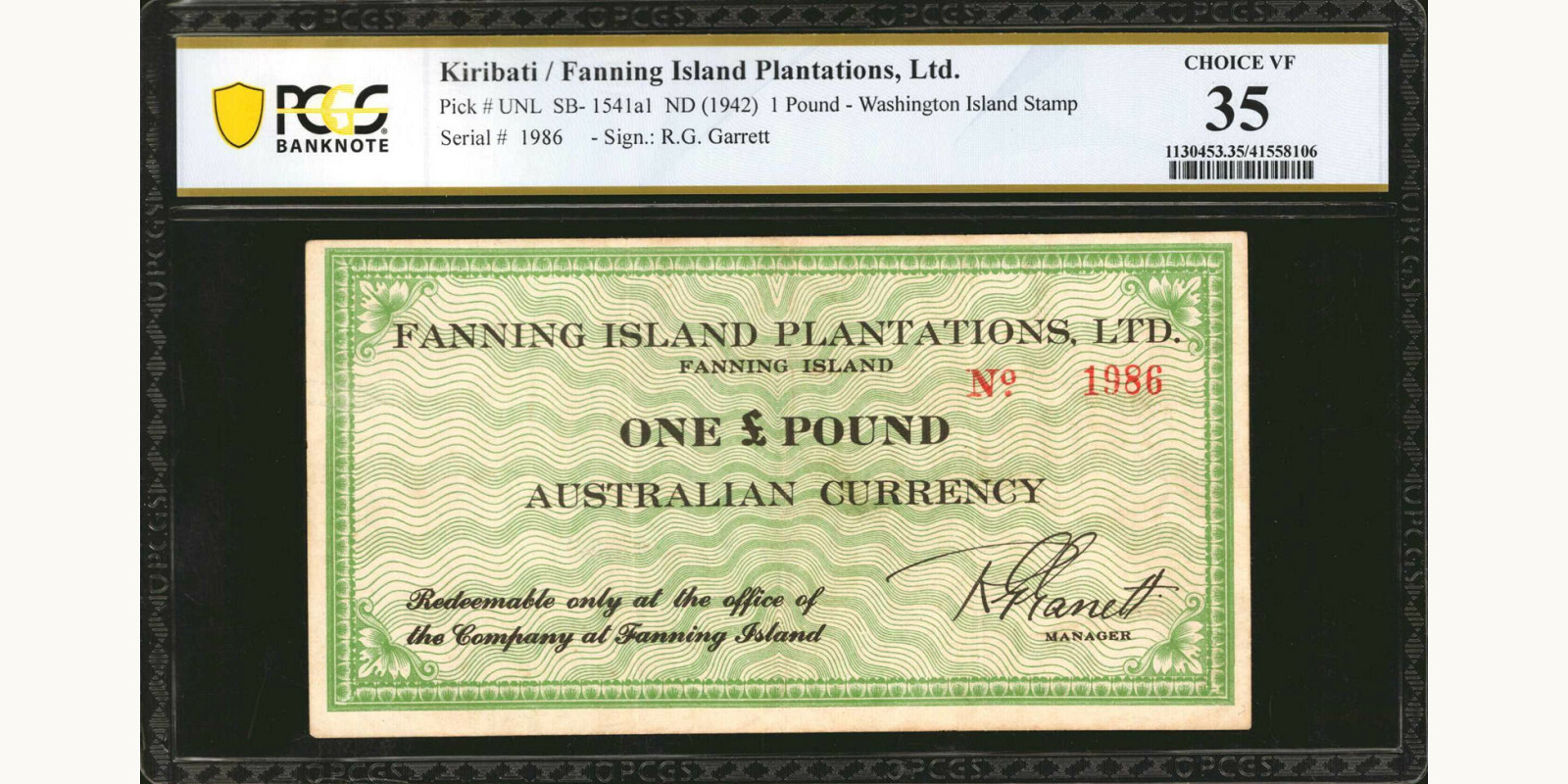 1 Pound Kiribati 1942 — Front side