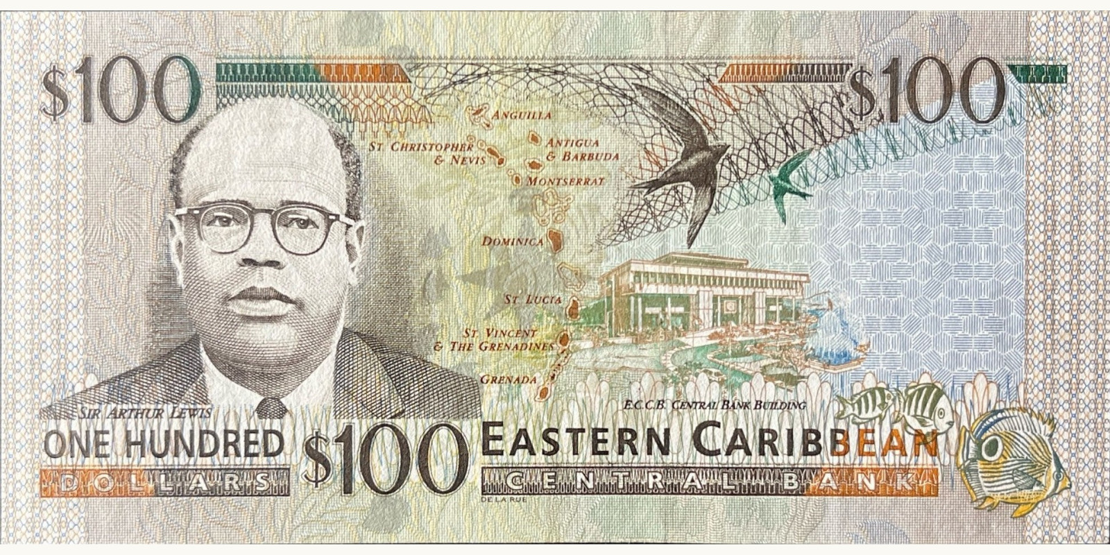 100 Dollars Сент-Китс и Невис 1988 — Оборотная сторона