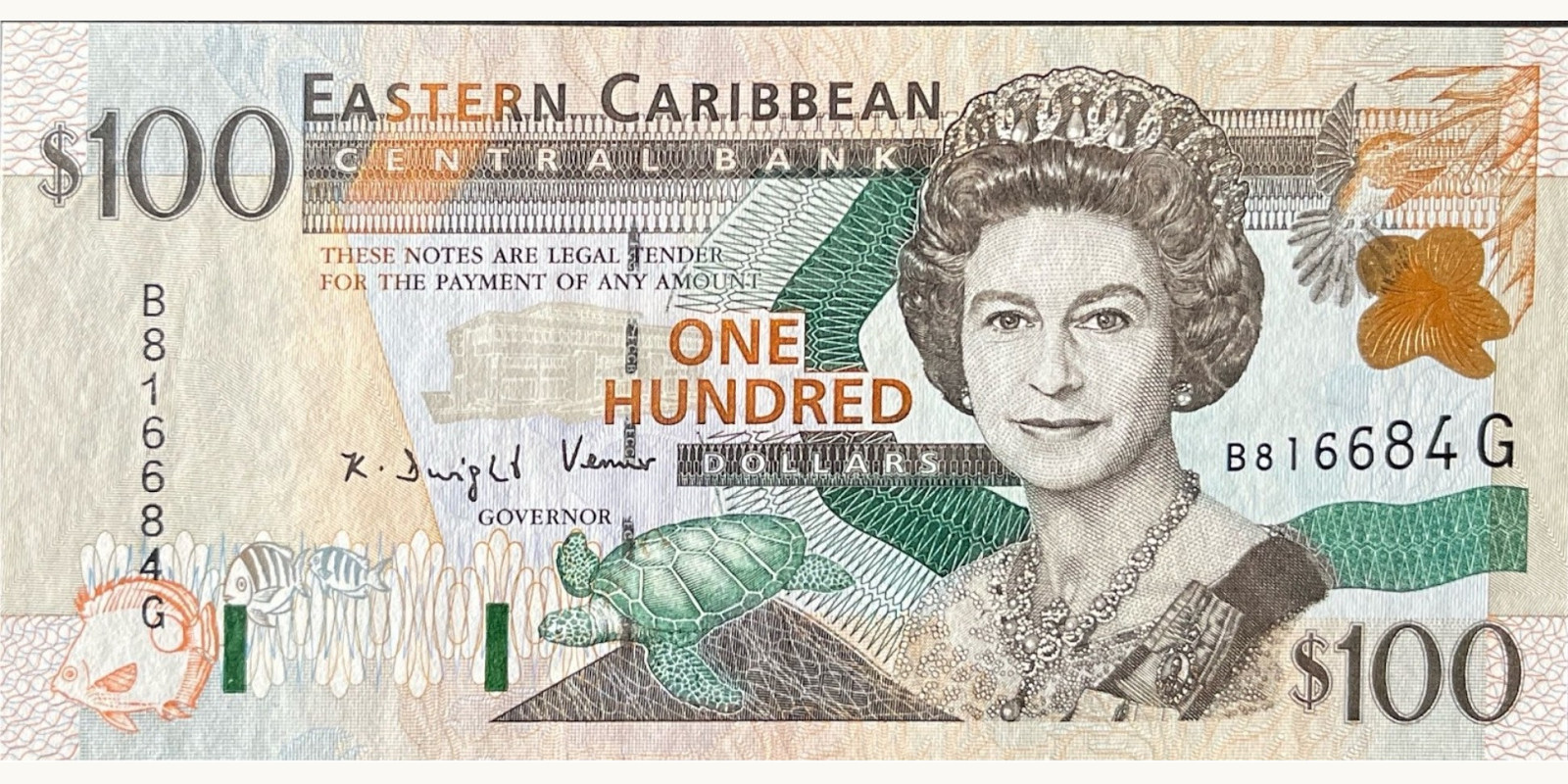 100 Dollars Сент-Китс и Невис 1988 — Лицевая сторона