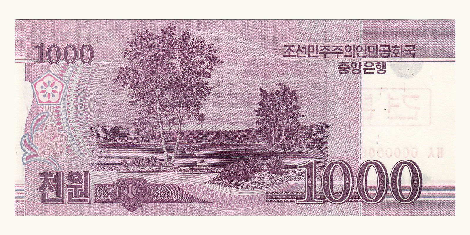 1000 won КНДР 2009 — Оборотная сторона