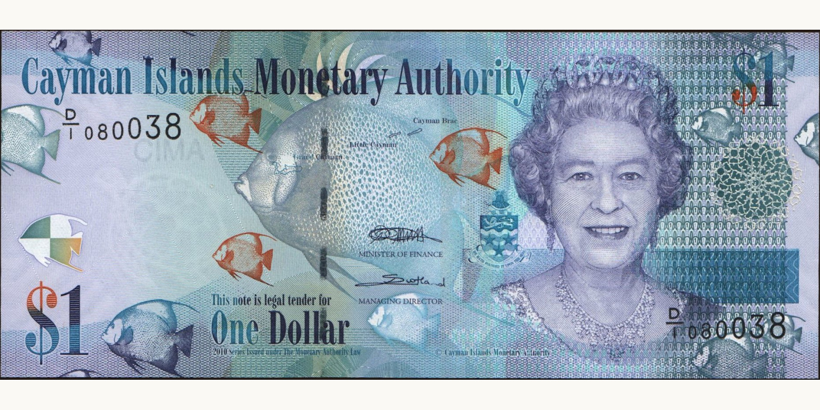 1 dollars о-ва Кайман 2010 — Лицевая сторона