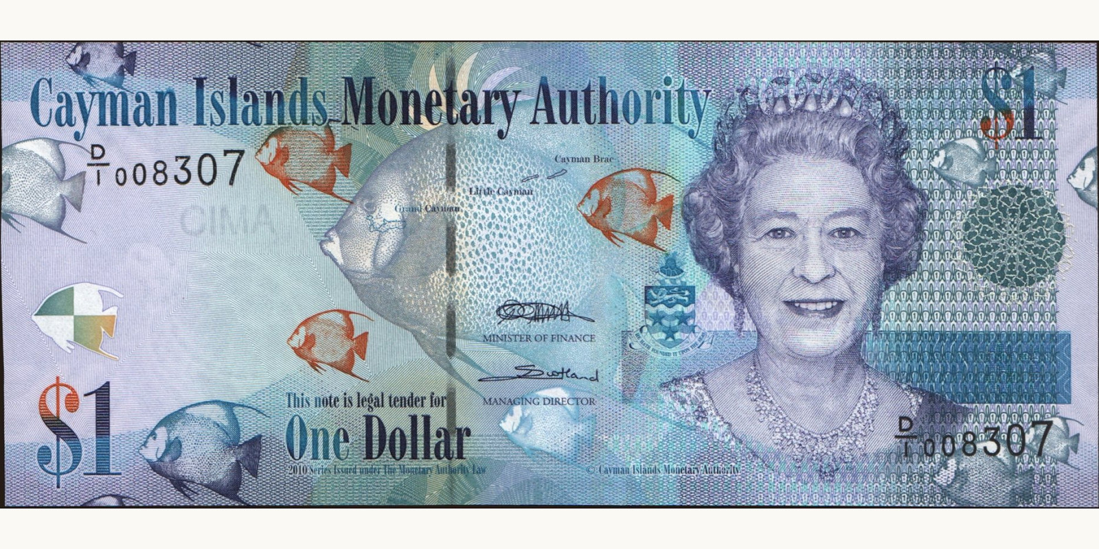 1 dollars о-ва Кайман 2011 — Лицевая сторона