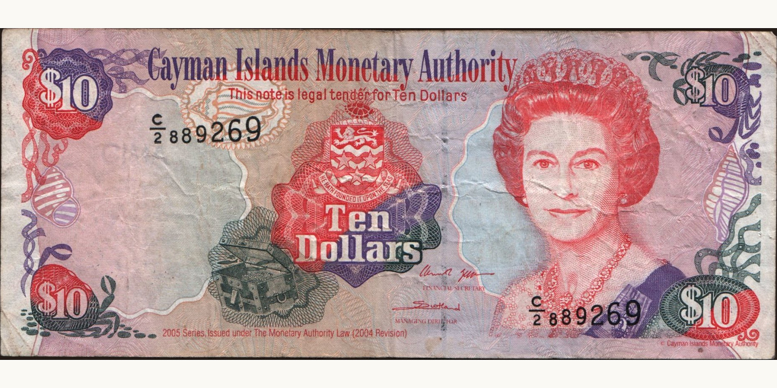 10 dollars о-ва Кайман 2005 — Лицевая сторона