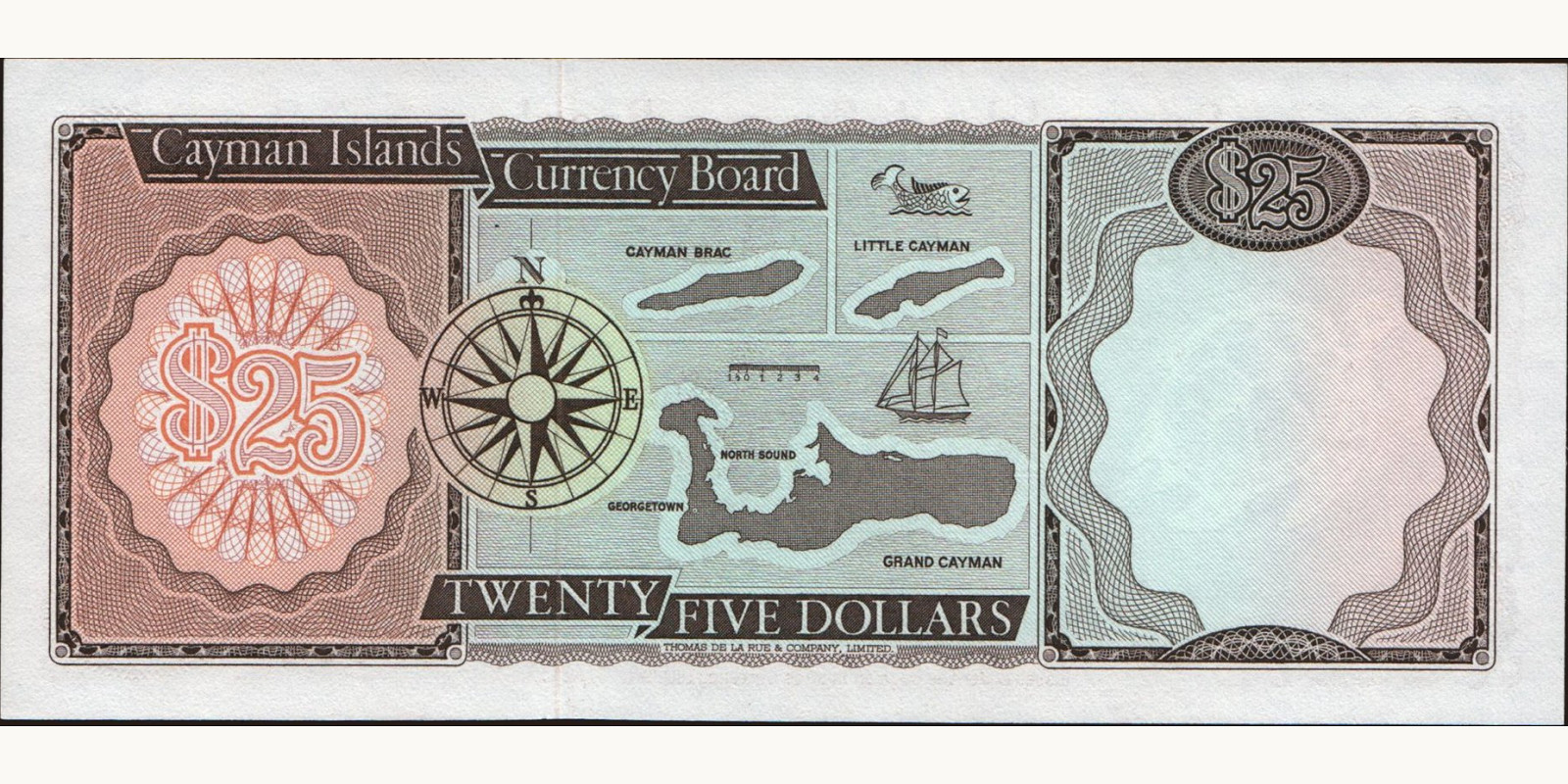 25 dollars о-ва Кайман 1971 — Оборотная сторона