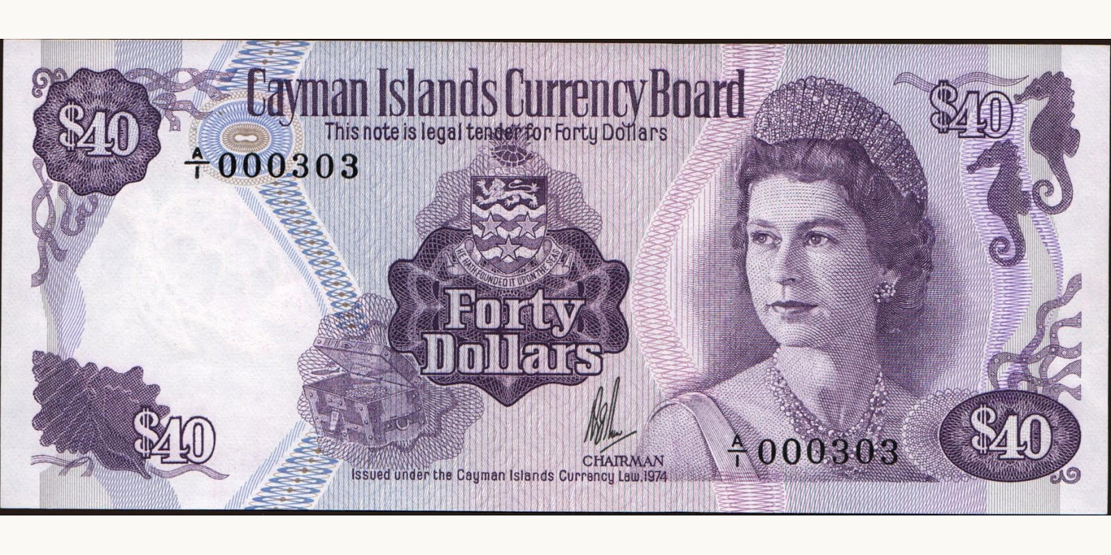 40 dollars Cayman Islands 1981 — Front side