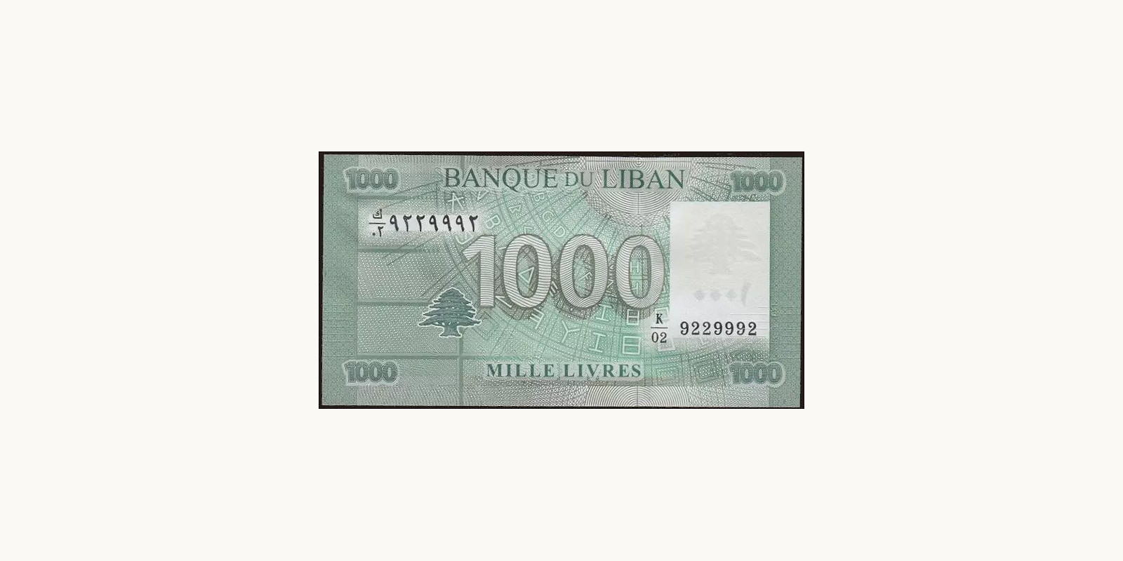 1000 livres Ливан 2011 — Оборотная сторона