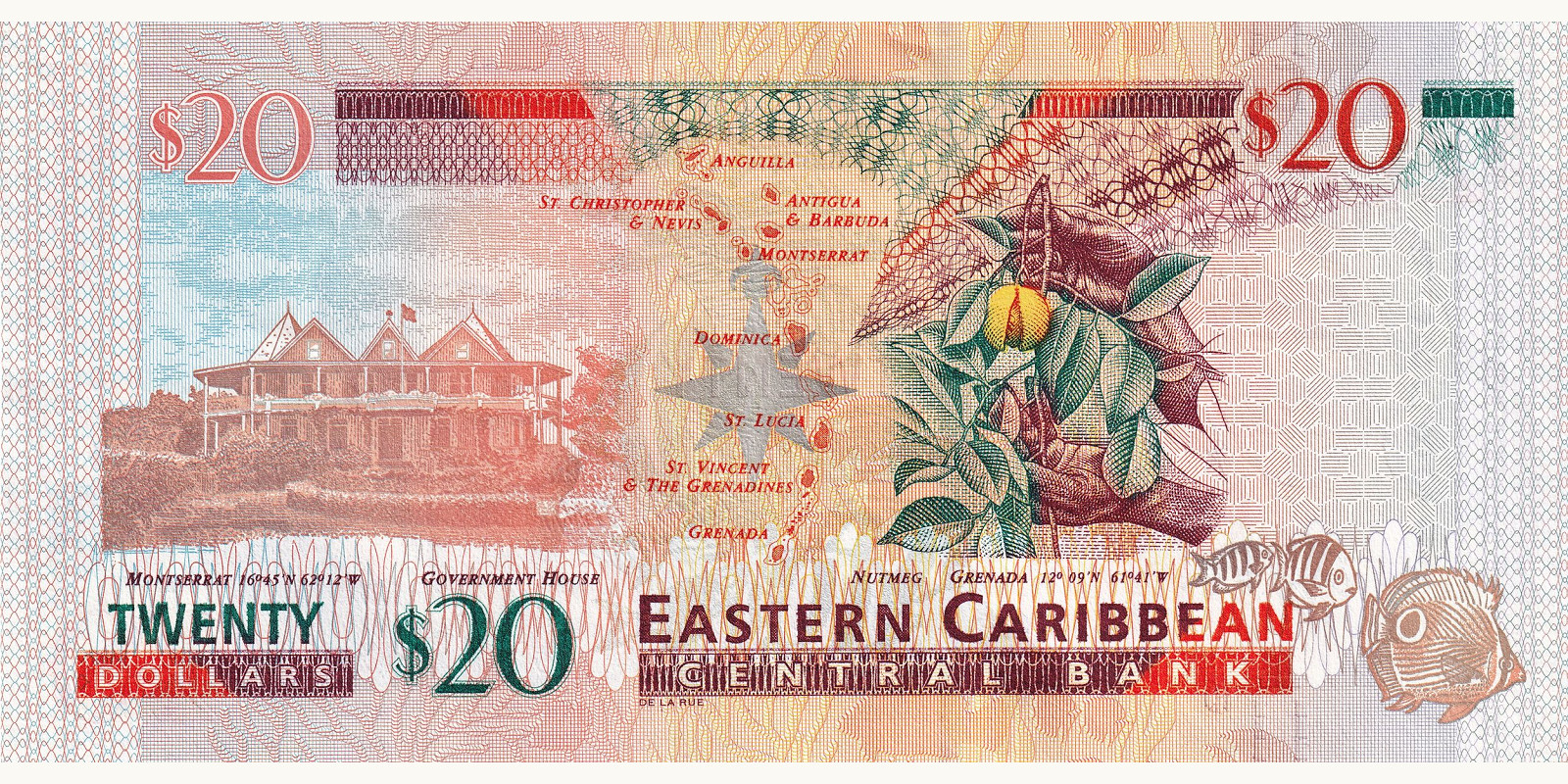 20 Dollars Сент-Люсия 2012 — Оборотная сторона