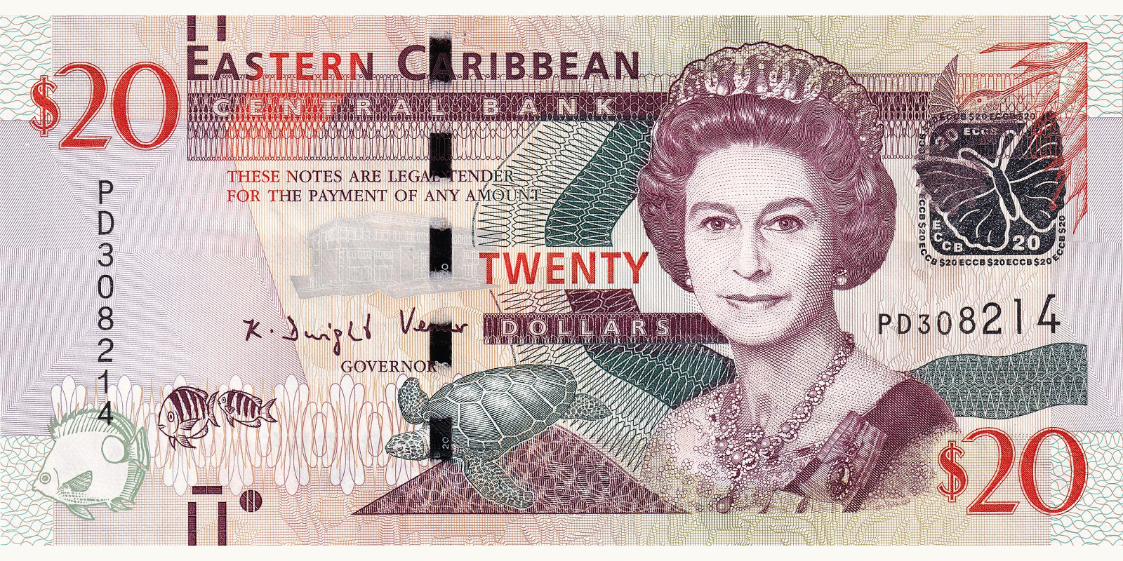 20 Dollars Сент-Люсия 2012 — Лицевая сторона