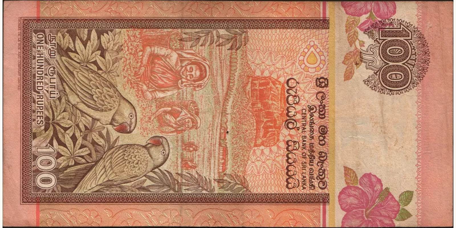 100 rupees Шри-Ланка 1992 — Оборотная сторона