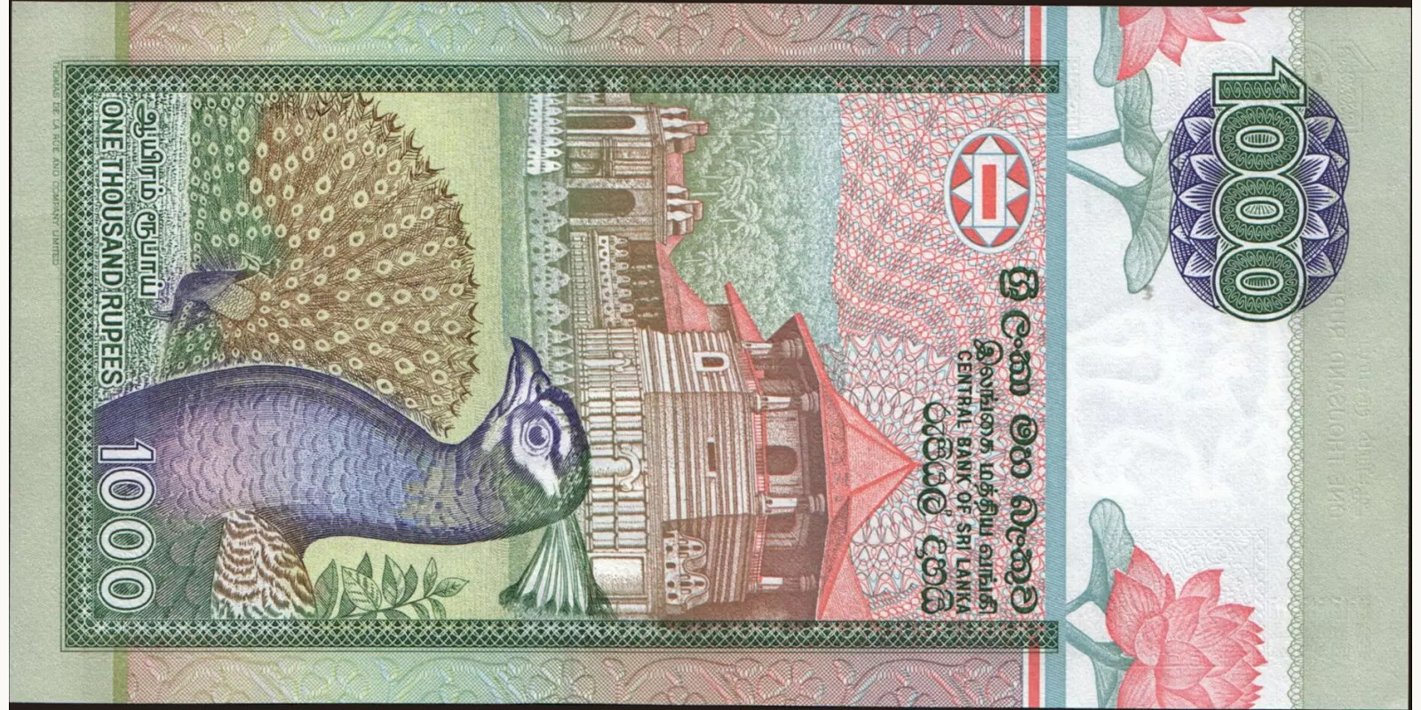 1000 rupees Шри-Ланка 1991 — Оборотная сторона