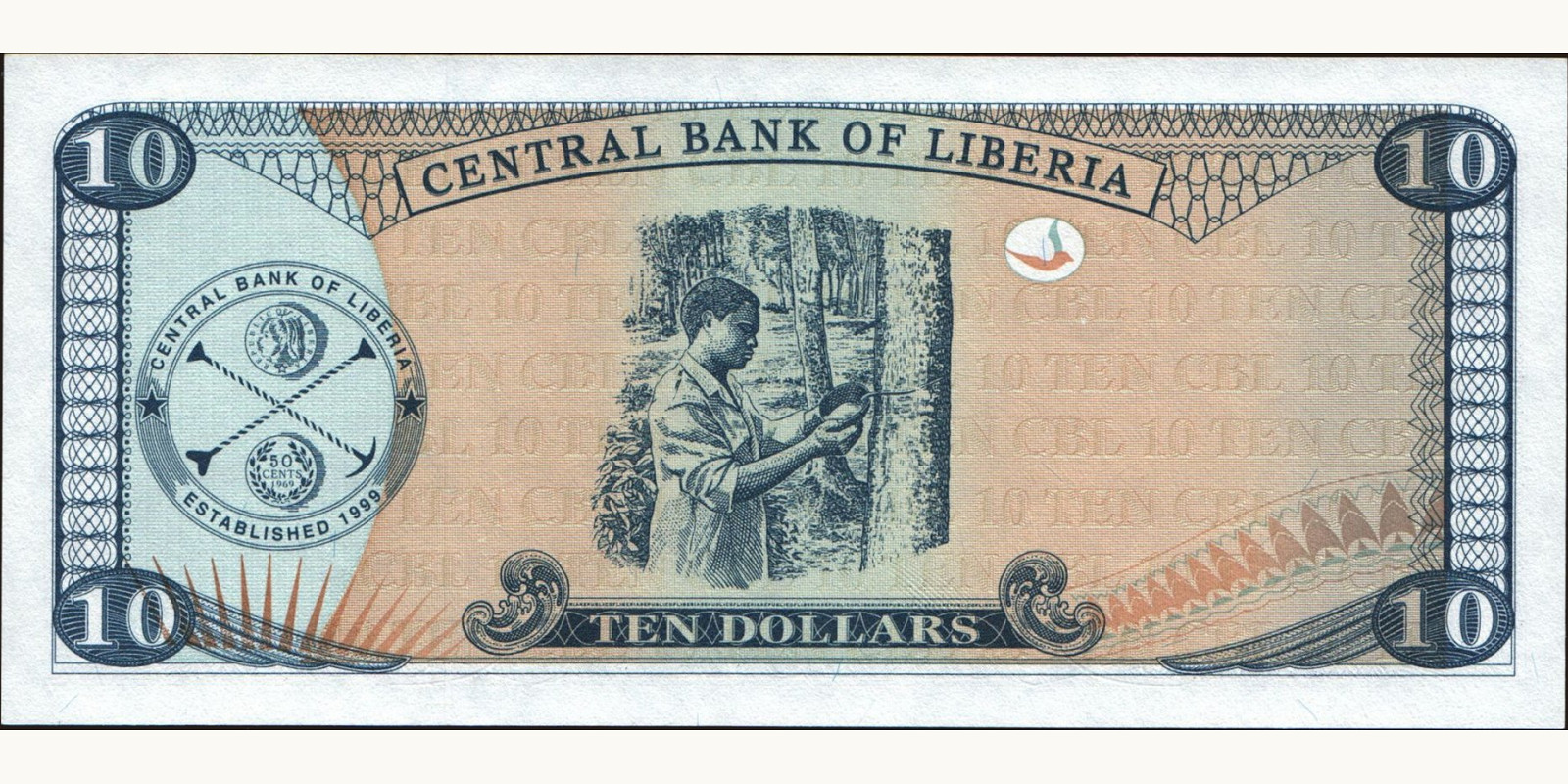 10 dollars Liberia 2003 — Back side