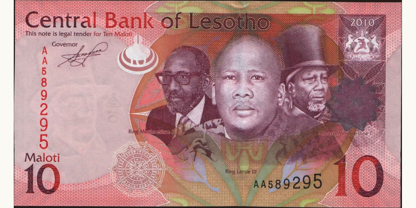 10 maloti Lesotho 2010 — Front side