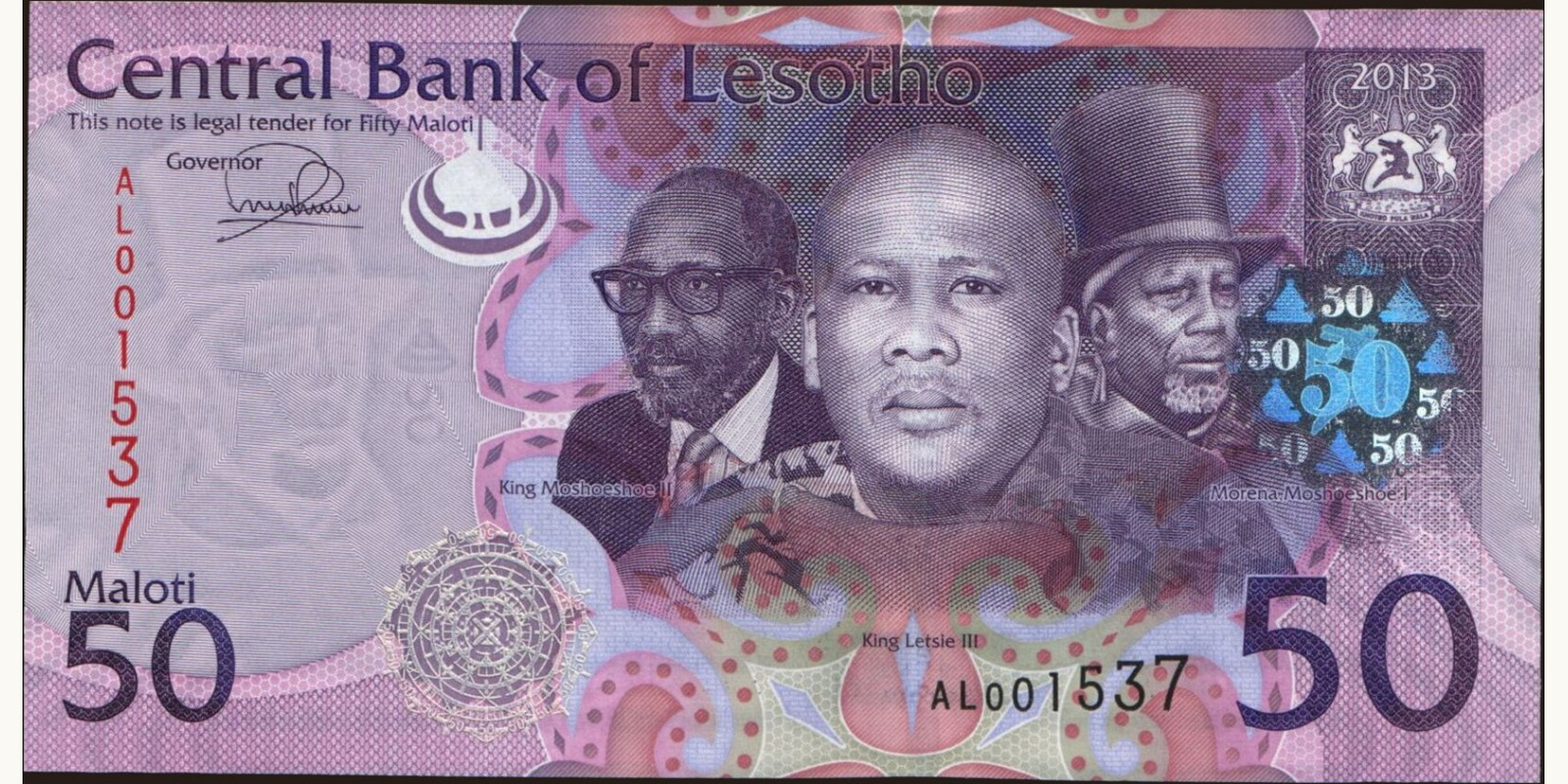 50 maloti Лесото 2013 — Лицевая сторона