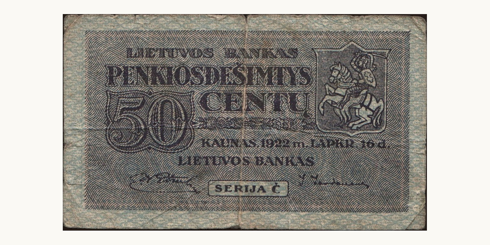 50 cent Литва 1922 — Лицевая сторона