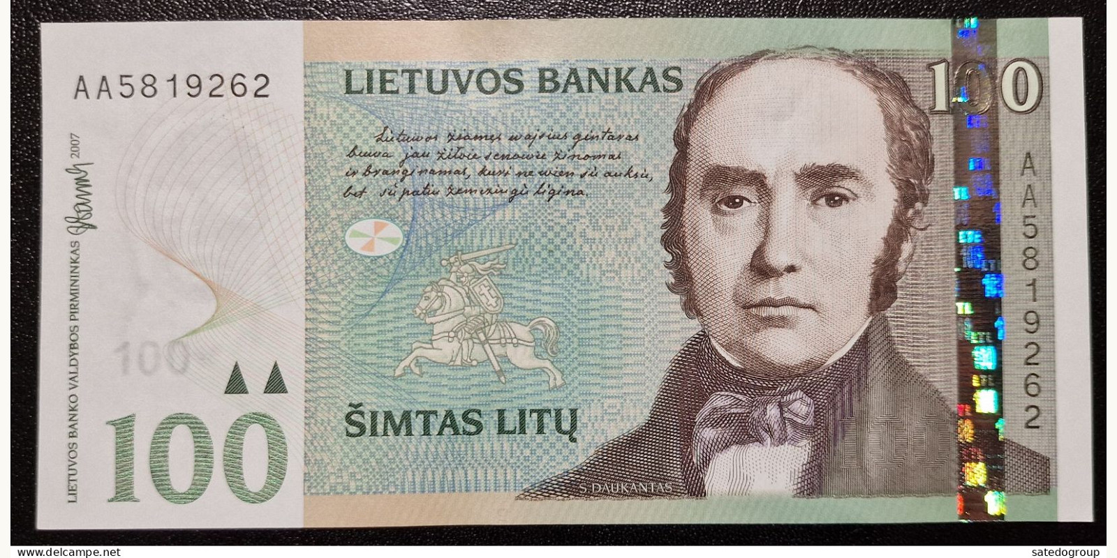 100 litas Литва 2007 — Лицевая сторона