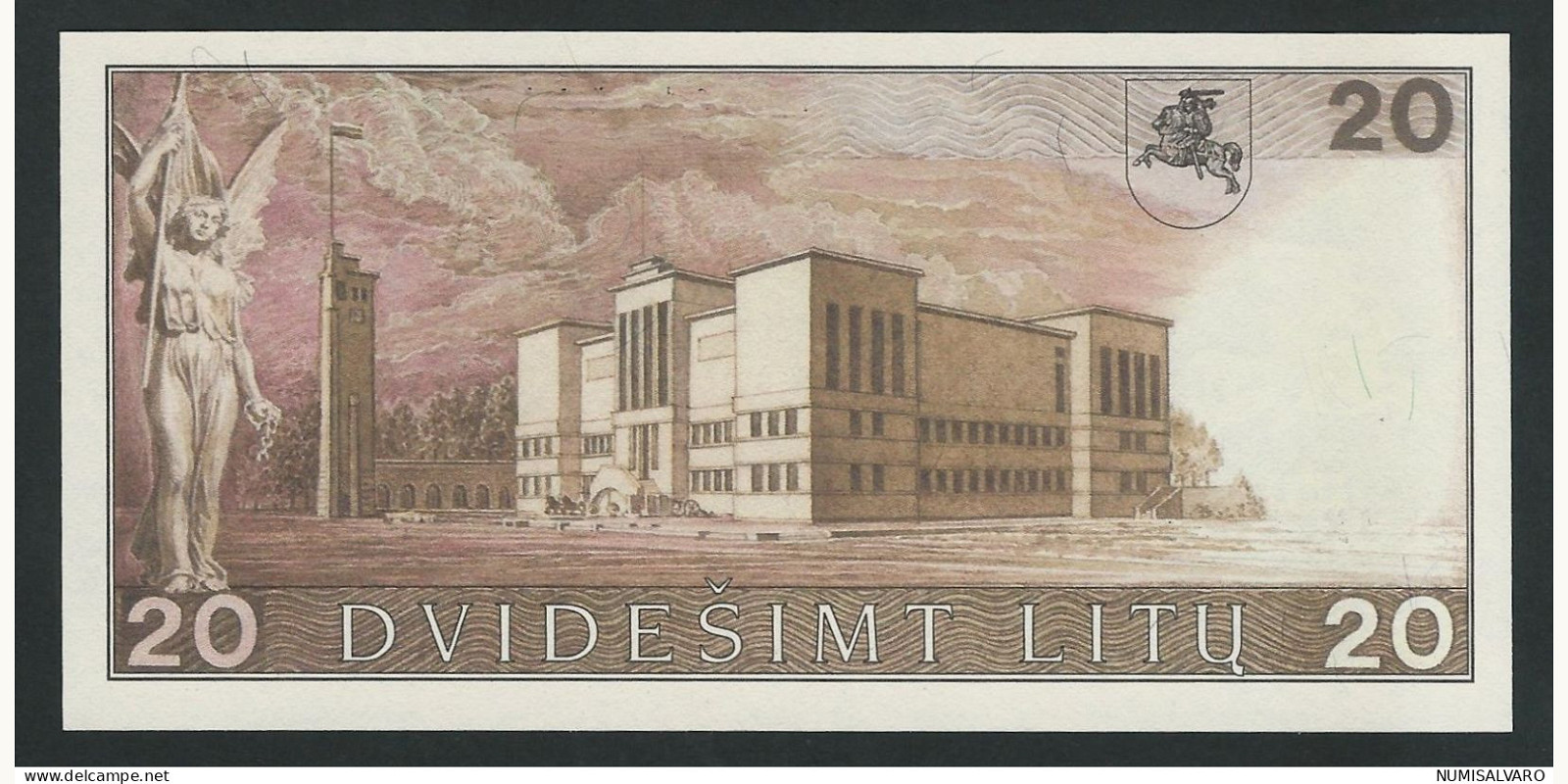 20 litas Lithuania 1991 — Back side