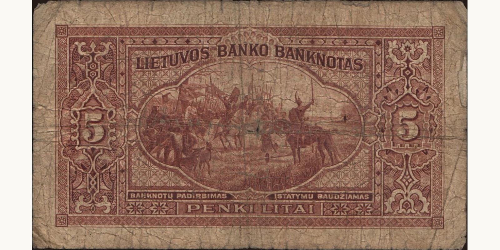 5 litas Lithuania 1929 — Back side