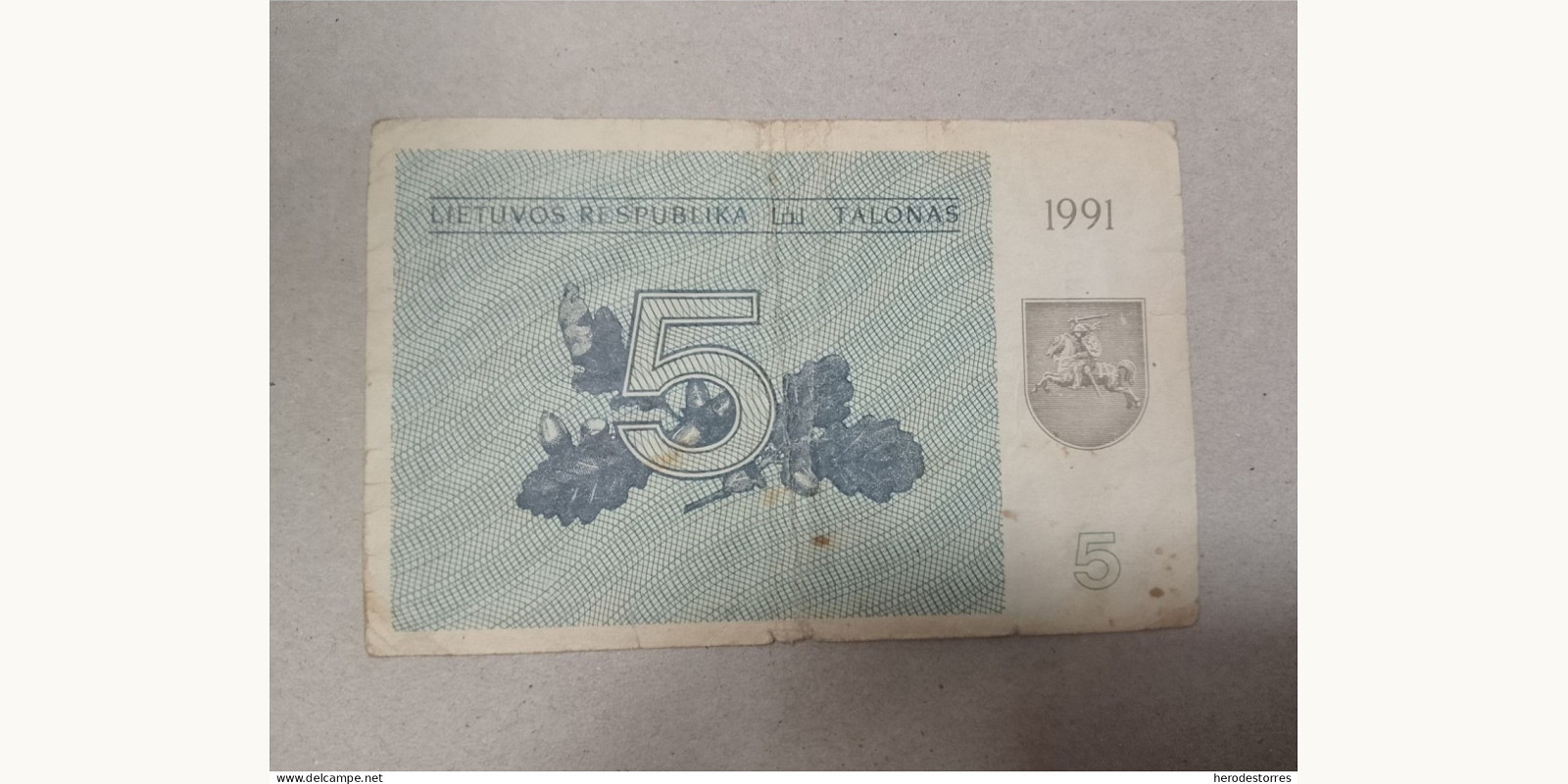 5 litas Lithuania 1991 — Back side