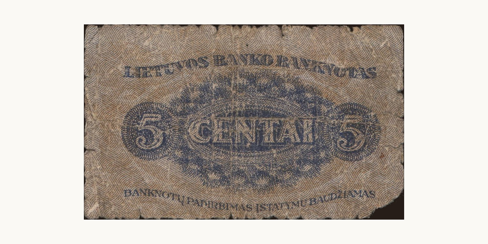 5 litas Lithuania 1922 — Back side