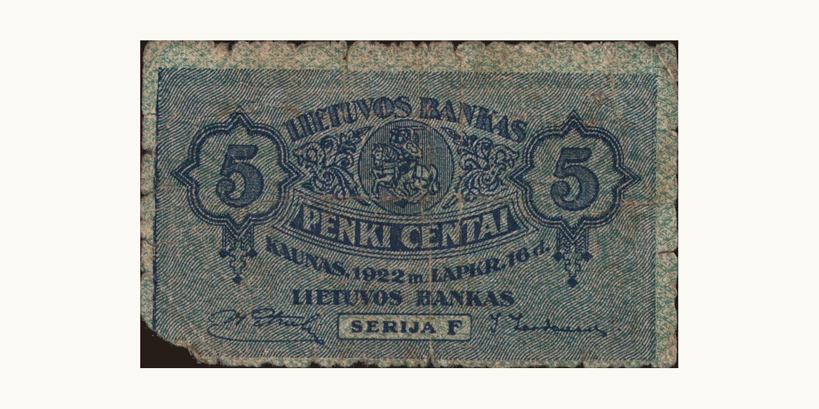 5 litas Lithuania 1922 — Front side