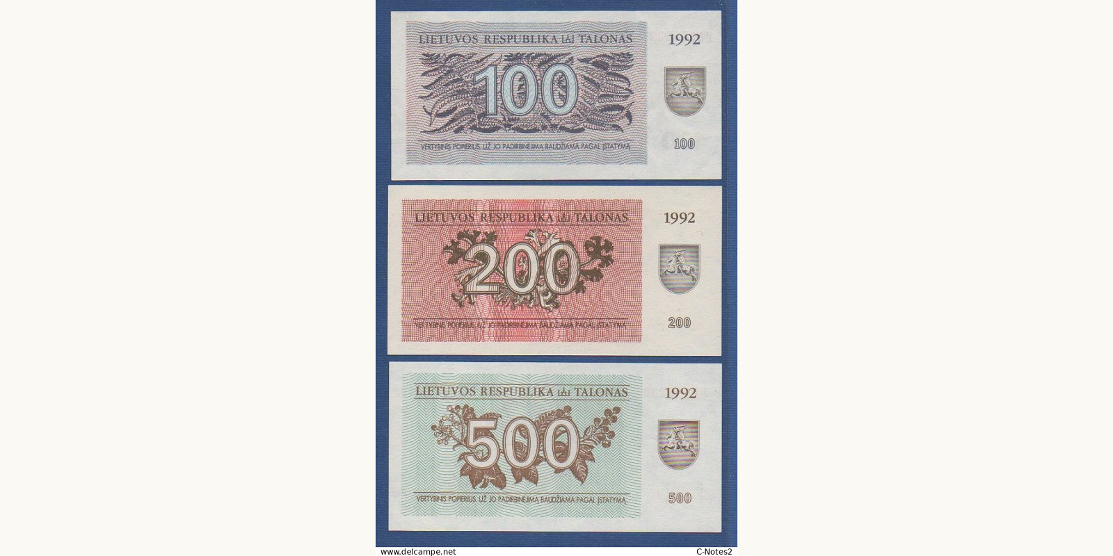 500 talonas Литва 1992 — Оборотная сторона