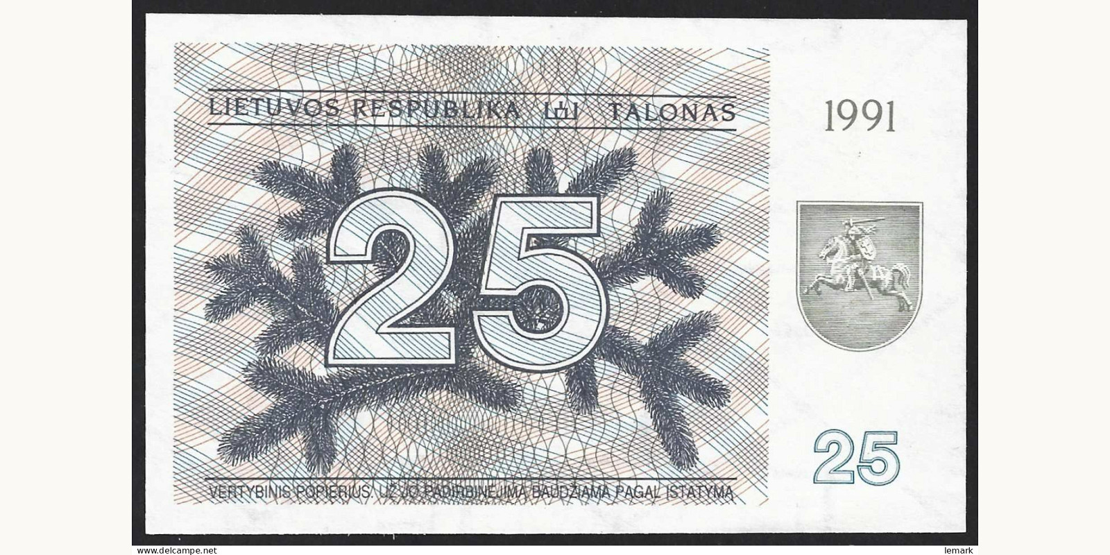 25 talonas Lithuania 1991 — Back side