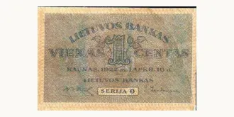 1 centas 1922