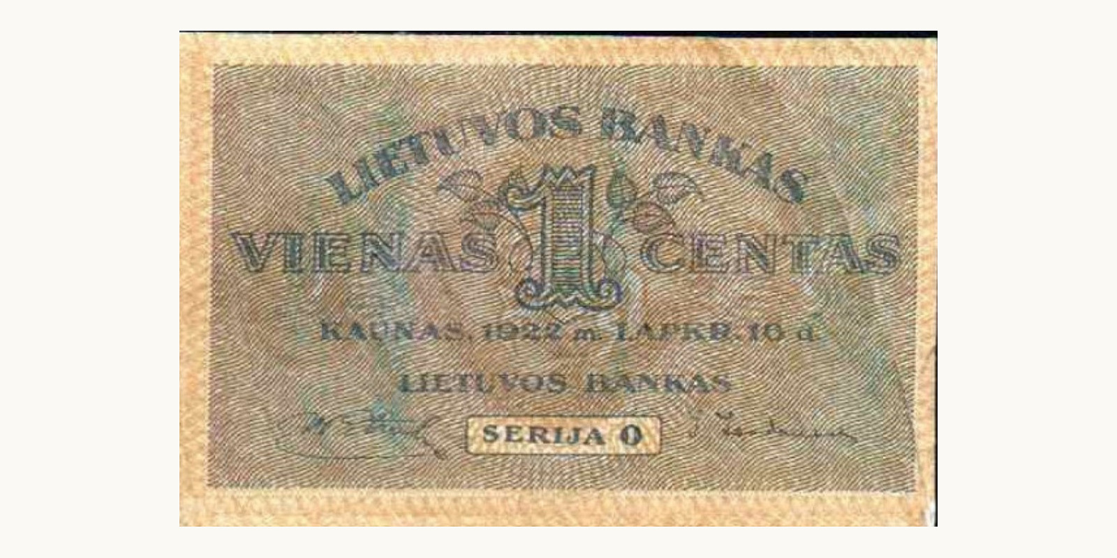 1 centas 1922