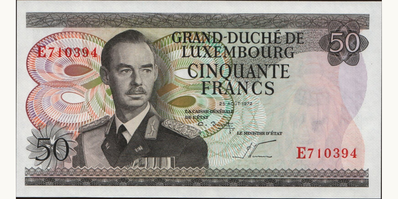 50 franc Люксембург 1972 — Лицевая сторона