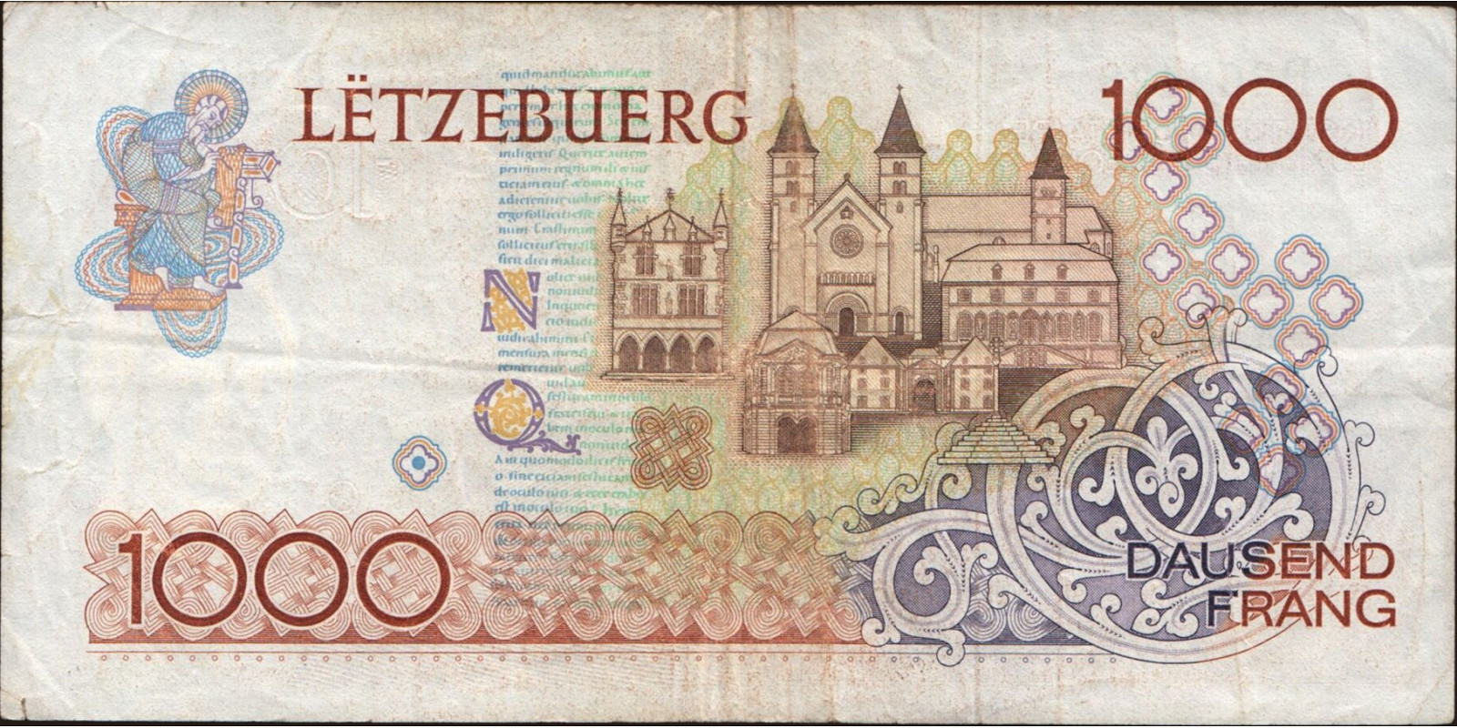 1000 franc Люксембург 1985 — Оборотная сторона