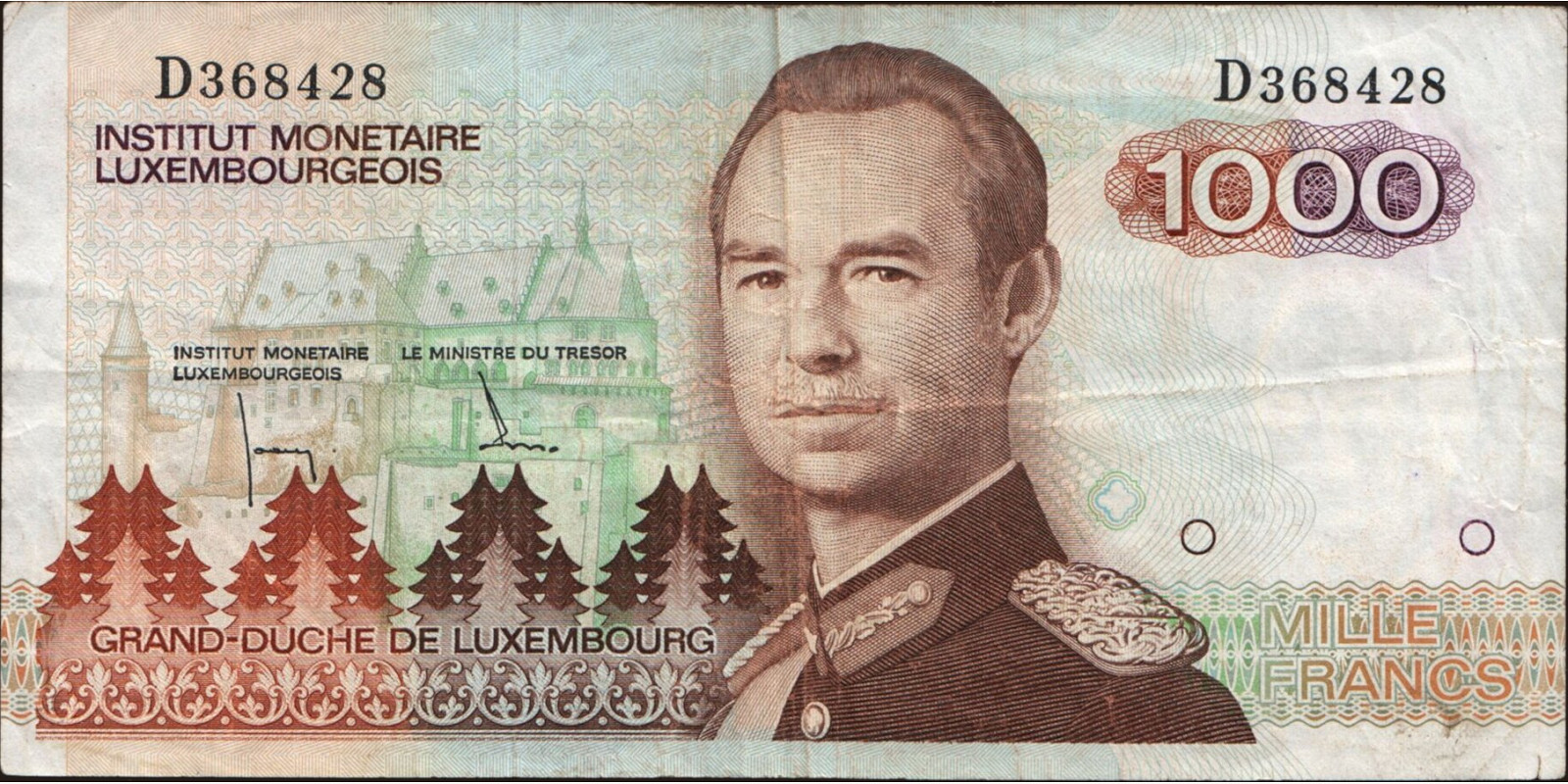 1000 franc Люксембург 1985 — Лицевая сторона