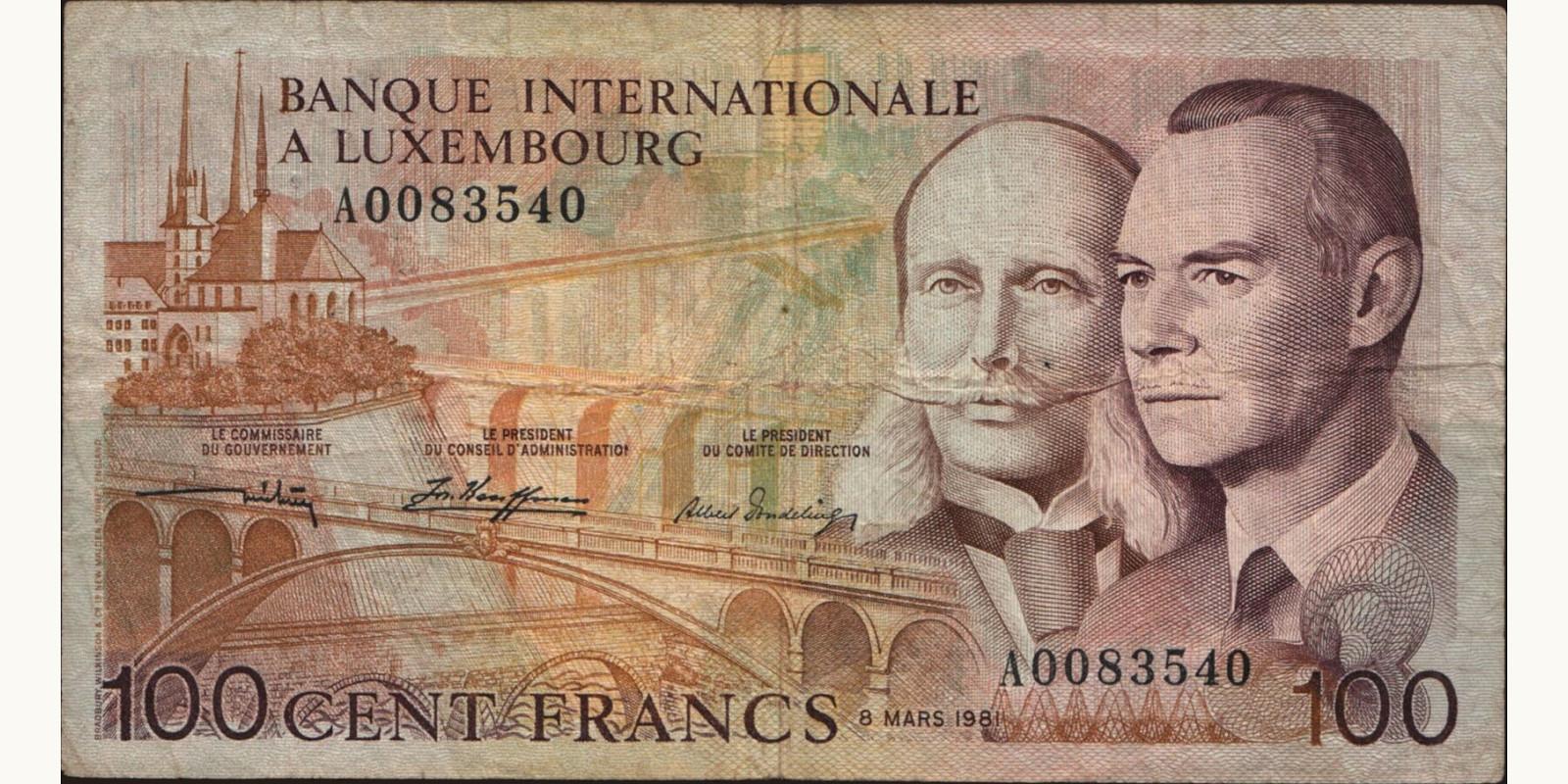 100 franc Luxembourg 1981 — Front side