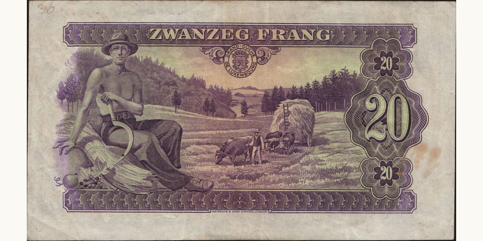 20 franc Люксембург 1943 — Оборотная сторона