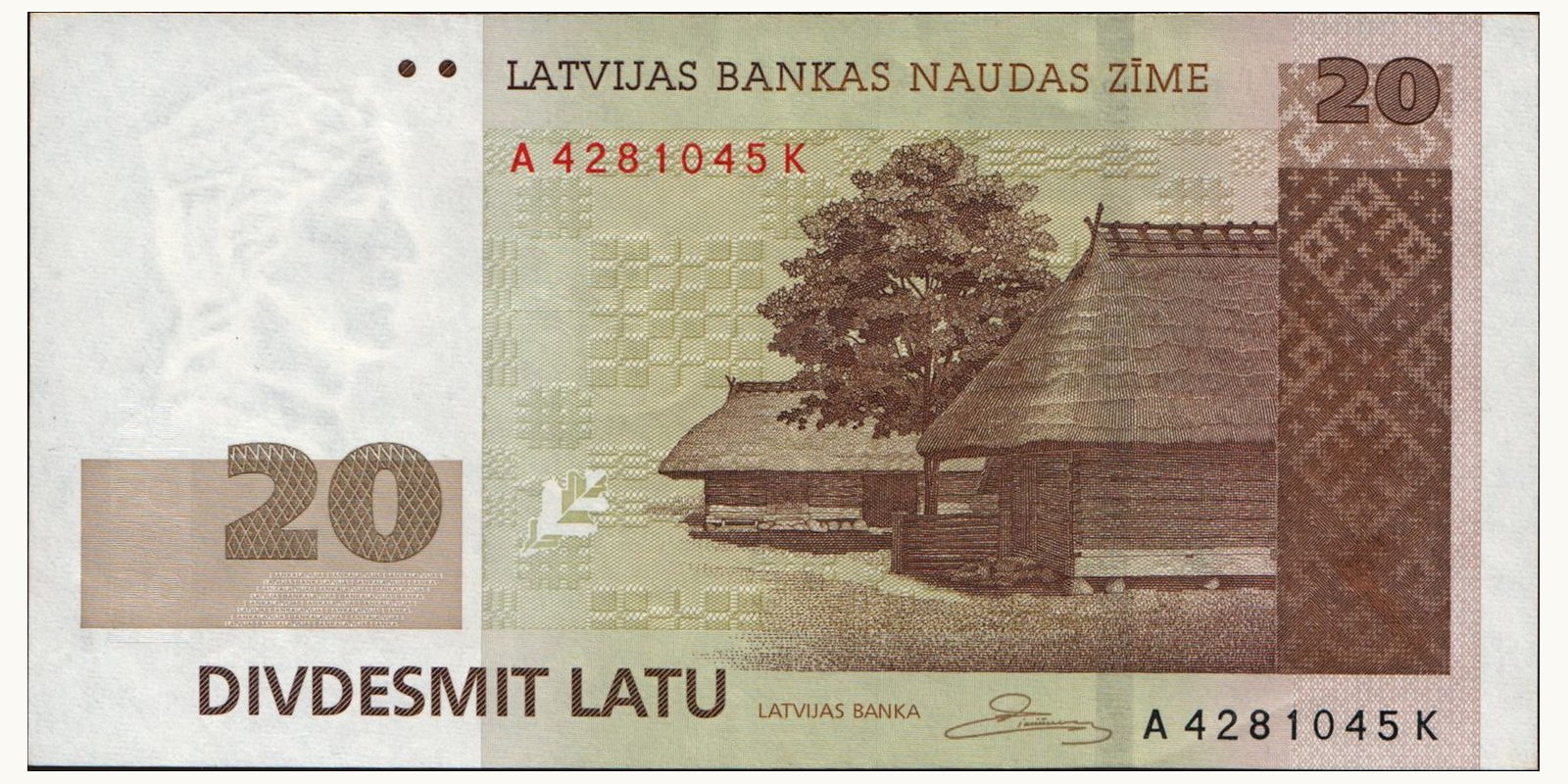 20 latu Latvia 2009 — Front side
