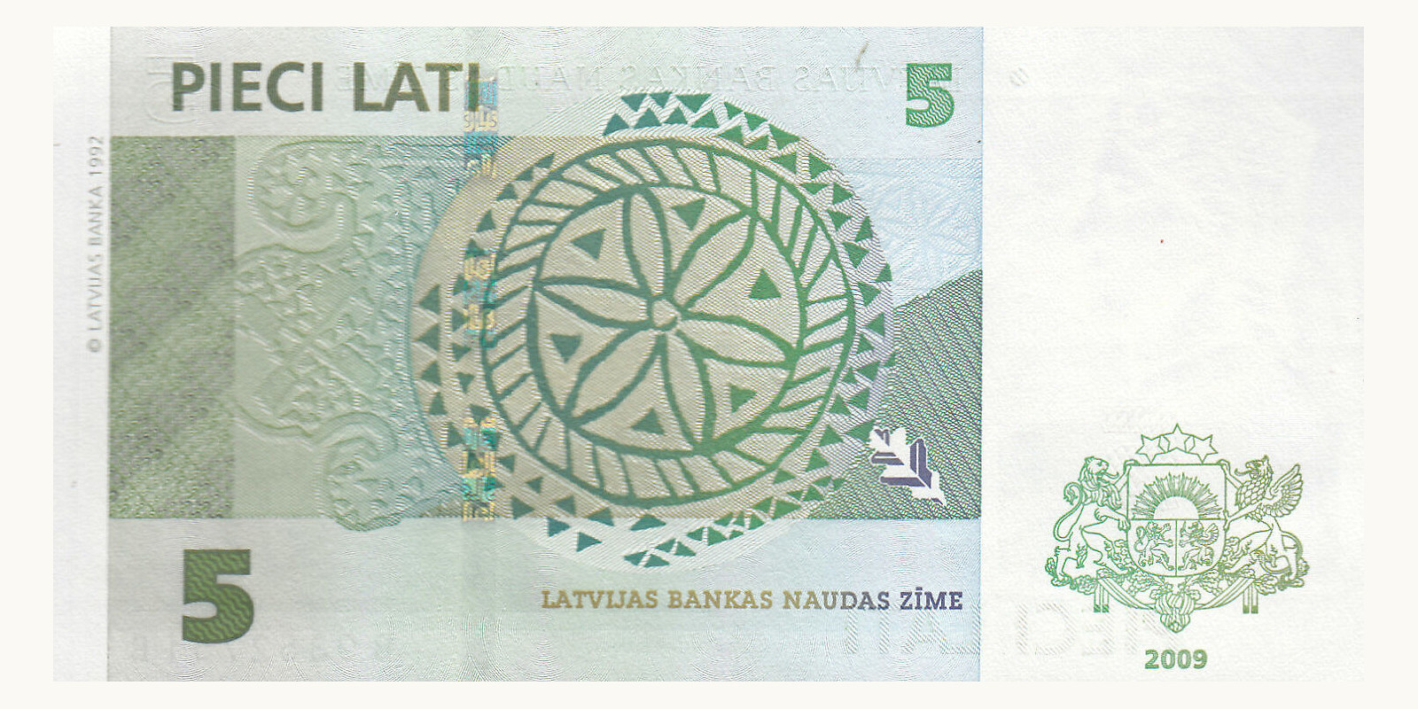 5 lati Latvia 2009 — Back side