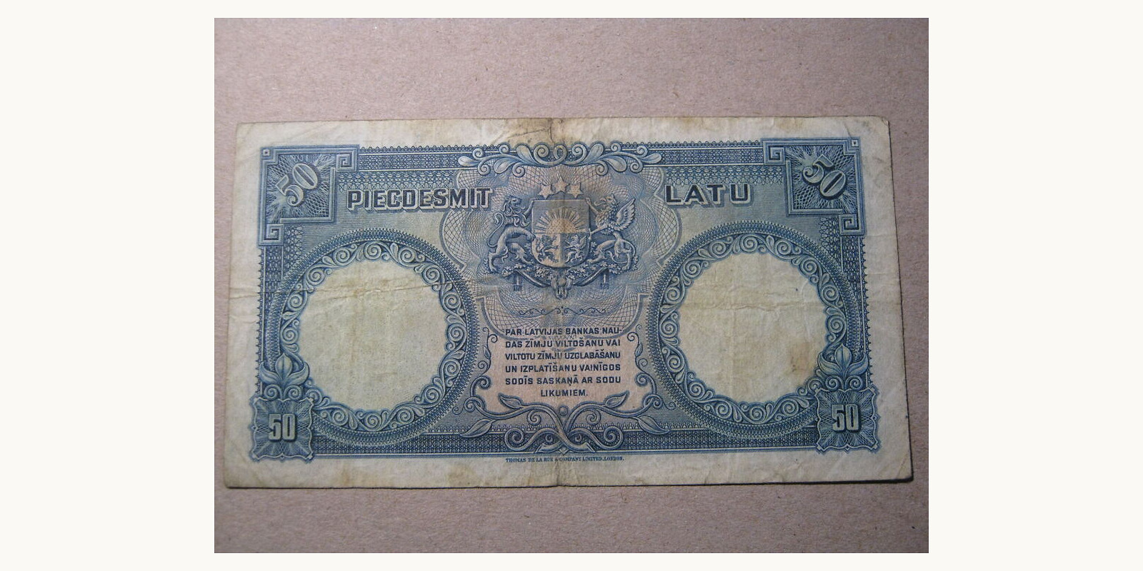 50 lati Латвия 1934 — Оборотная сторона