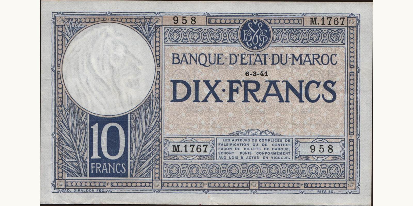 10 franc 1941