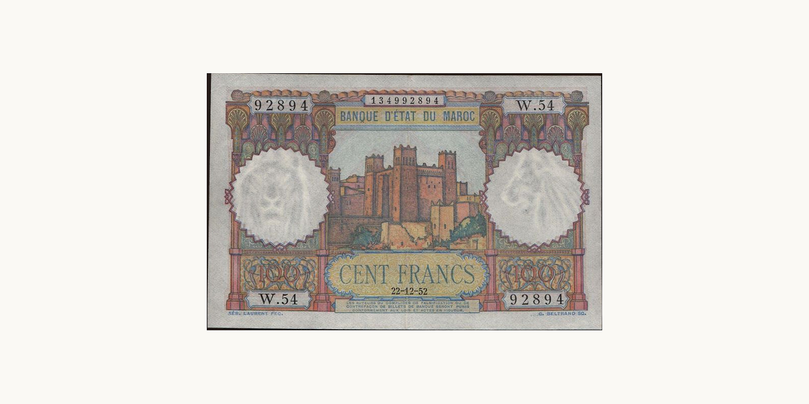 100 franc 1952