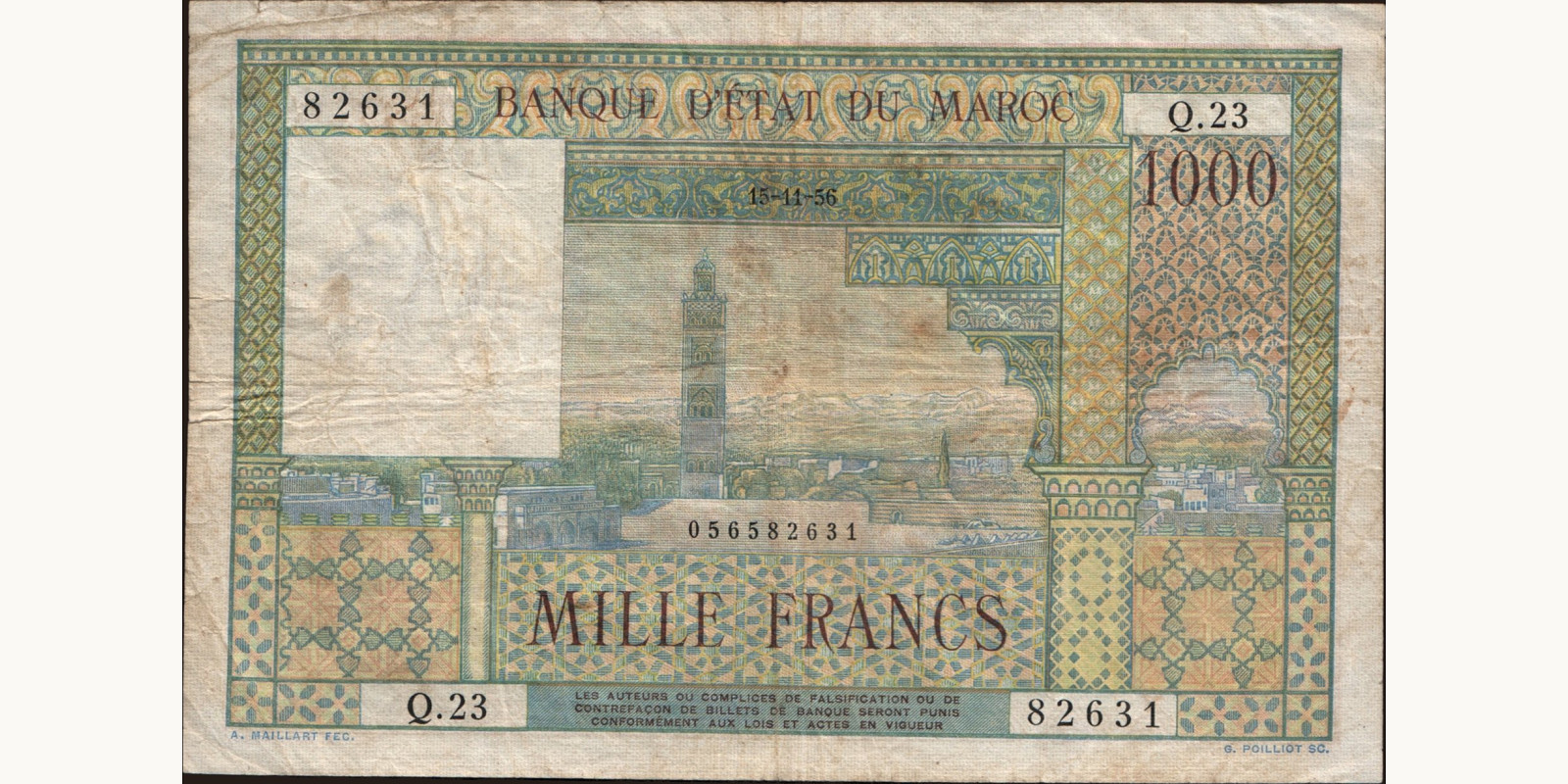 1000 franc 1956