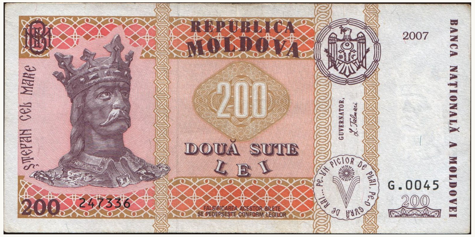 200 lei Moldova 2007 — Front side