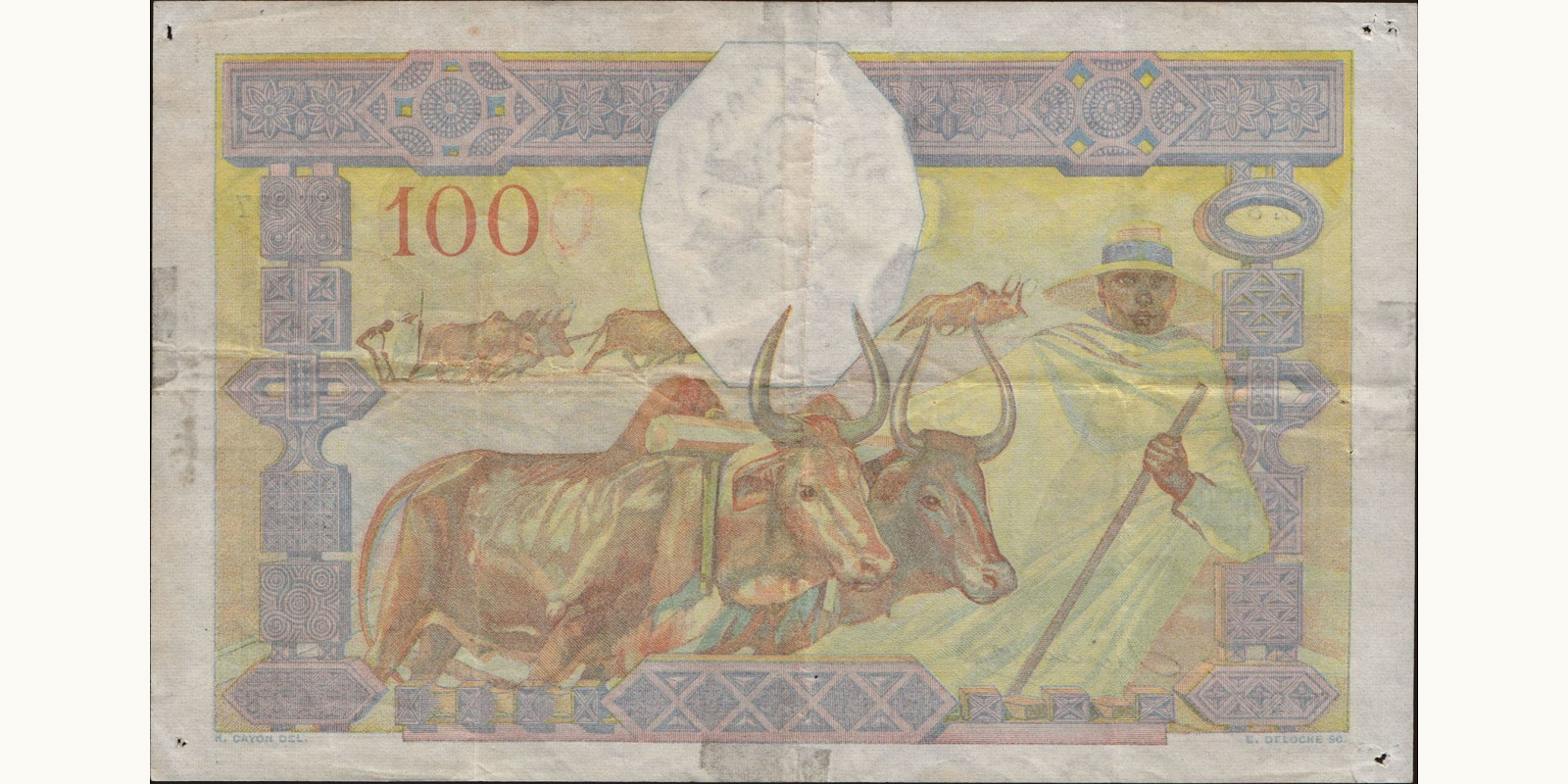 100 franc Madagascar 1937 — Back side