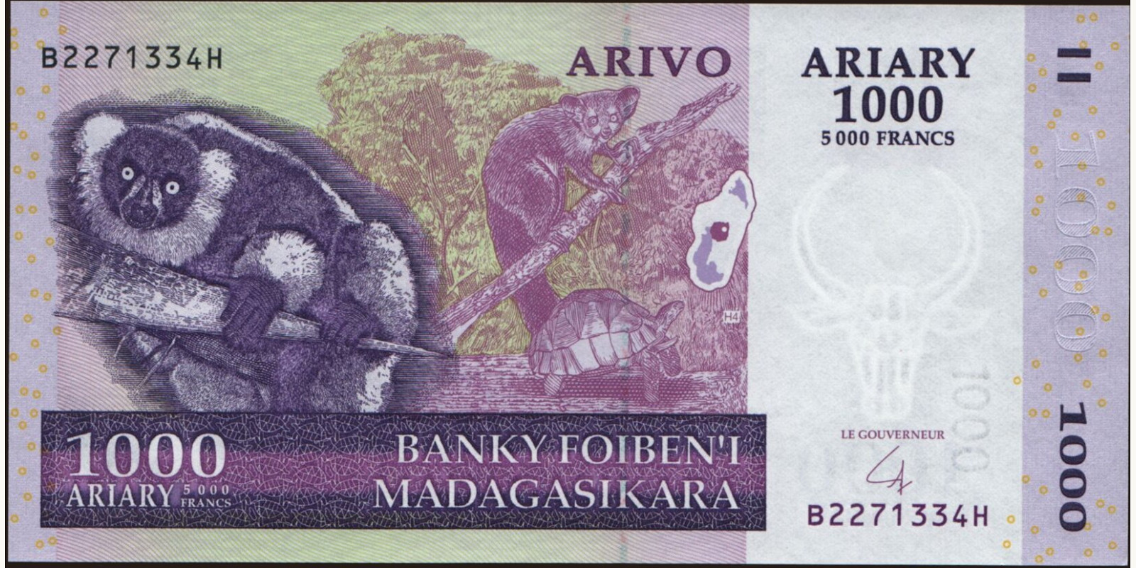 1000 ariary Madagascar 2004 — Front side