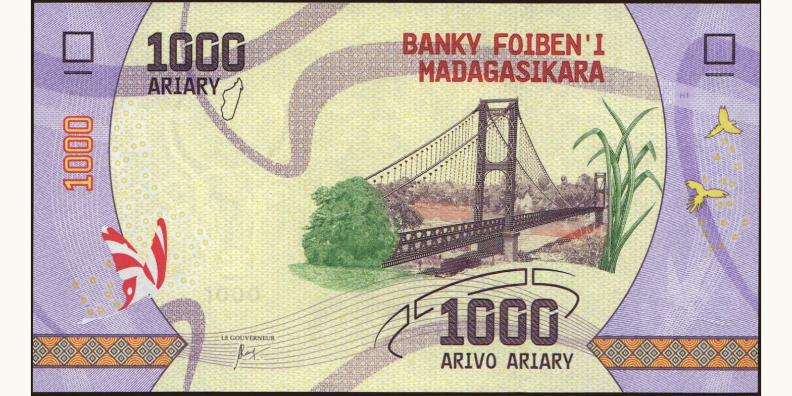 1000 ariary Madagascar 2017 — Front side