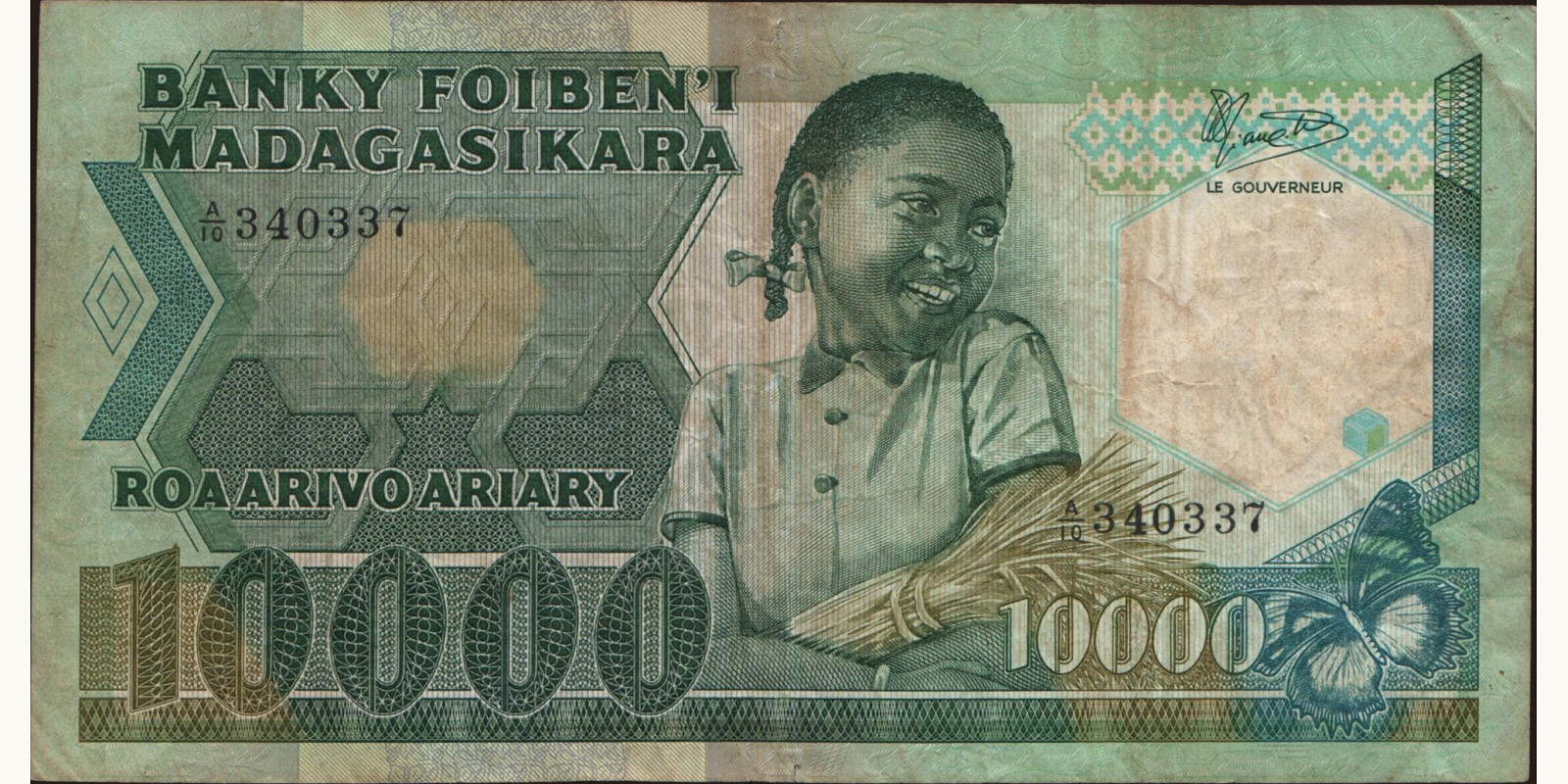 10000 franc Мадагаскар 1983 — Лицевая сторона
