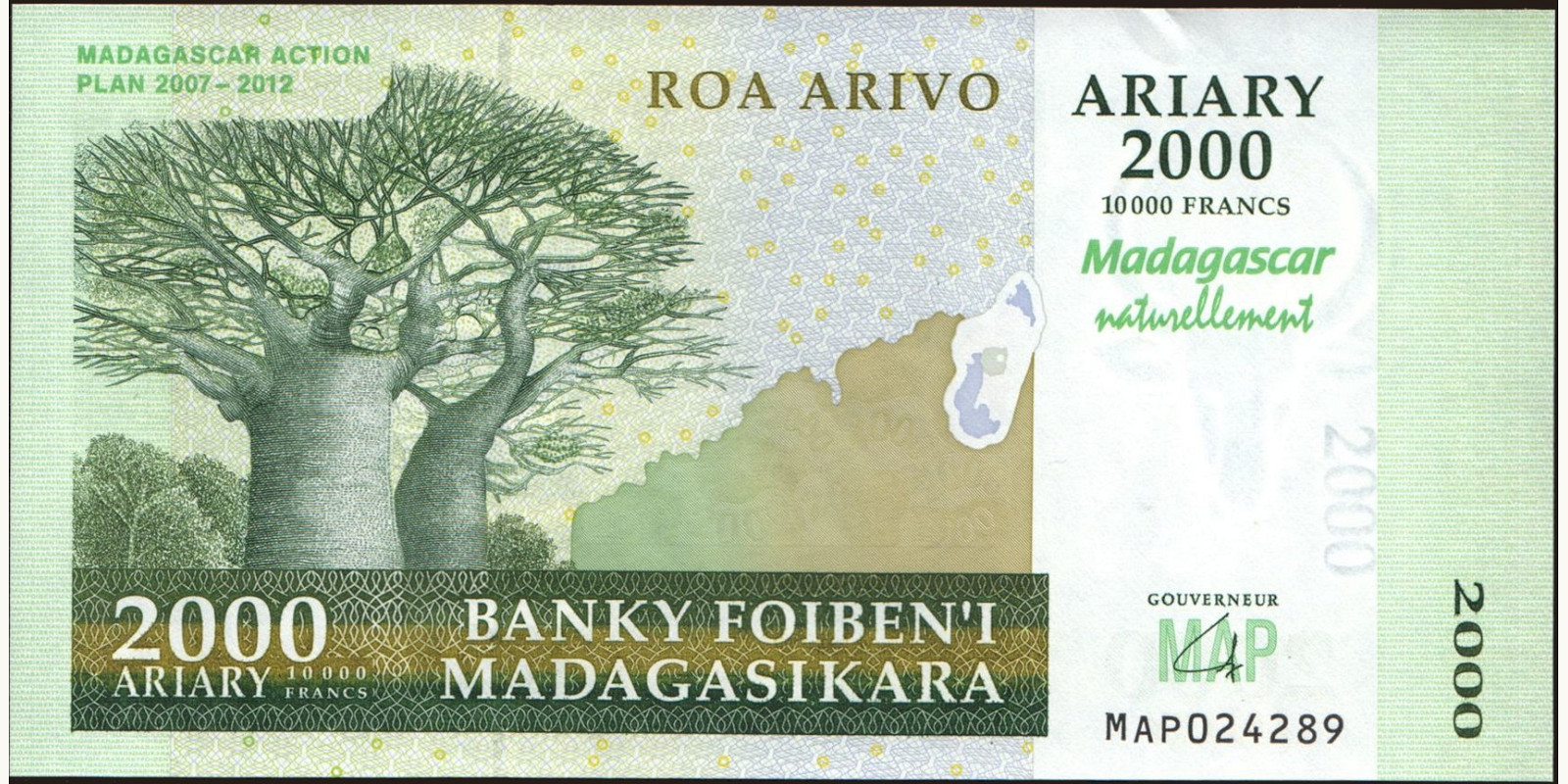 2007 ariary Madagascar 2000 — Front side