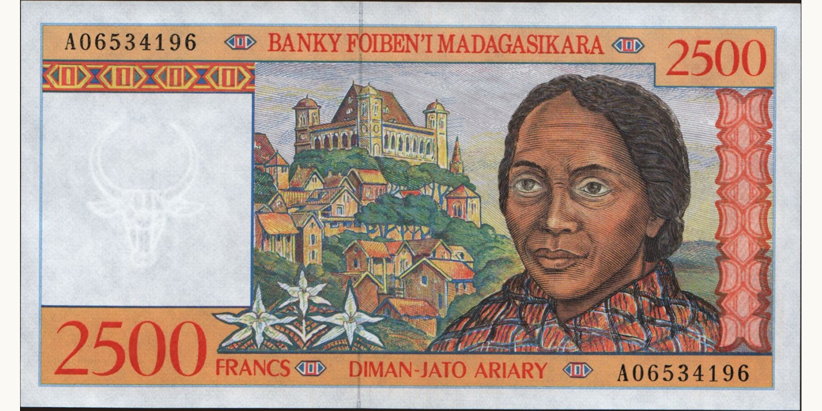 2500 franc Madagascar 1998 — Front side